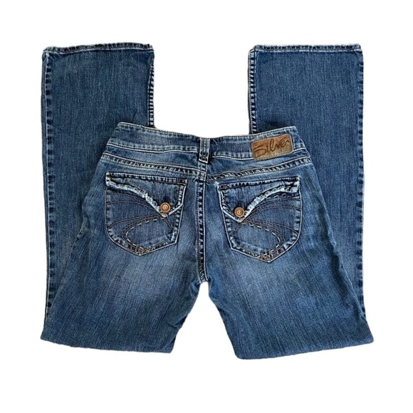 Silver Jeans Denim - Silver Suki Plus Medium Fade Back Pocket Buttons Retro Size 27